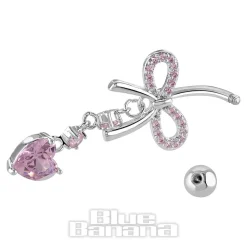 Blue Banana Surgical Steel 1.6 x 10mm Externally Threaded Navel Bar Bow (Rose)