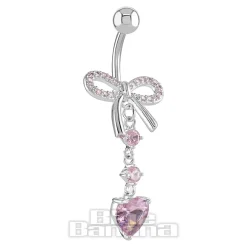 Blue Banana Surgical Steel 1.6 x 10mm Externally Threaded Navel Bar Bow (Rose)