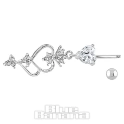 Blue Banana Surgical Steel 1.6 x 10mm Dangle Jewel Navel Bar (Silver)