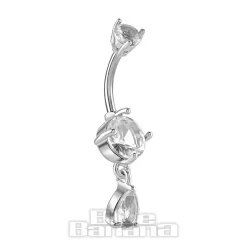 Blue Banana Surgical Steel 1.6 x 10mm Single Dangle Jewel Navel Bar (Silver)