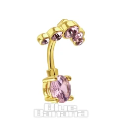 Blue Banana Surgical Steel 1.6 x 10mm Externally Threaded Navel Bar (Rose)