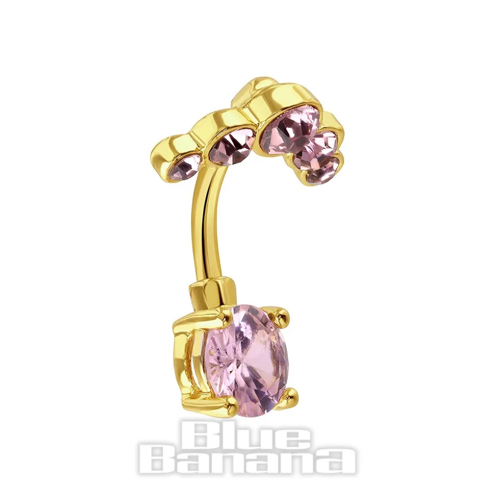 Blue Banana Surgical Steel 1.6 x 10mm Externally Threaded Navel Bar (Rose)