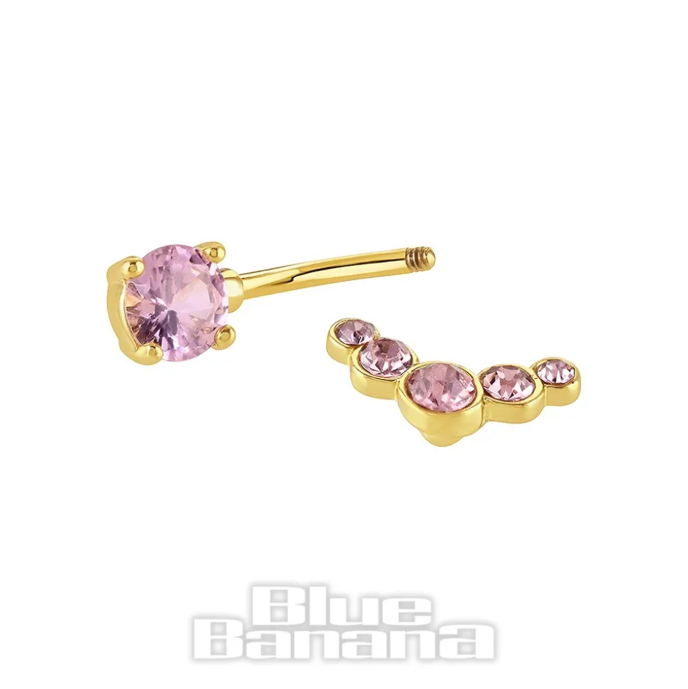 Blue Banana Surgical Steel 1.6 x 10mm Externally Threaded Navel Bar (Rose)