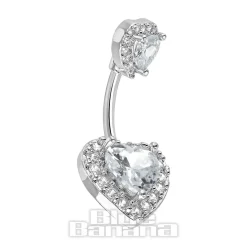 Blue Banana Surgical Steel 1.6 x 10mm Externally Threaded Navel Bar Heart (Silver)