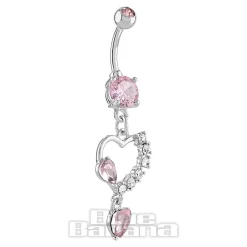 Blue Banana Surgical Steel 1.6 x 10mm Externally Threaded Navel Bar Heart Drop (Rose)