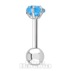 Blue Banana Surgical Steel 1.2 x 6mm Jewel Star Tragus Bar (Aqua)