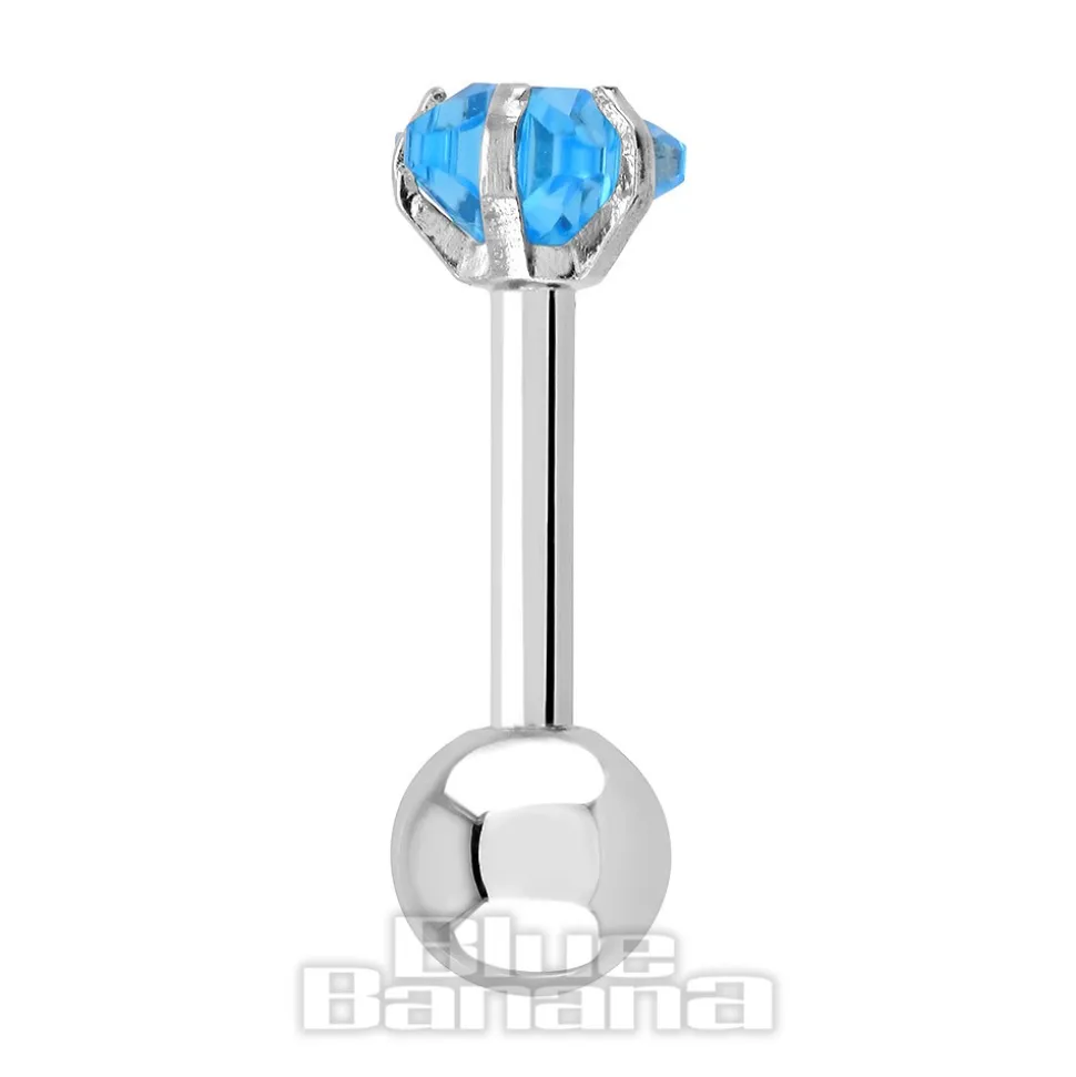 Blue Banana Surgical Steel 1.2 x 6mm Jewel Star Tragus Bar (Aqua)