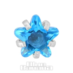 Blue Banana Surgical Steel 1.2 x 6mm Jewel Star Tragus Bar (Aqua)