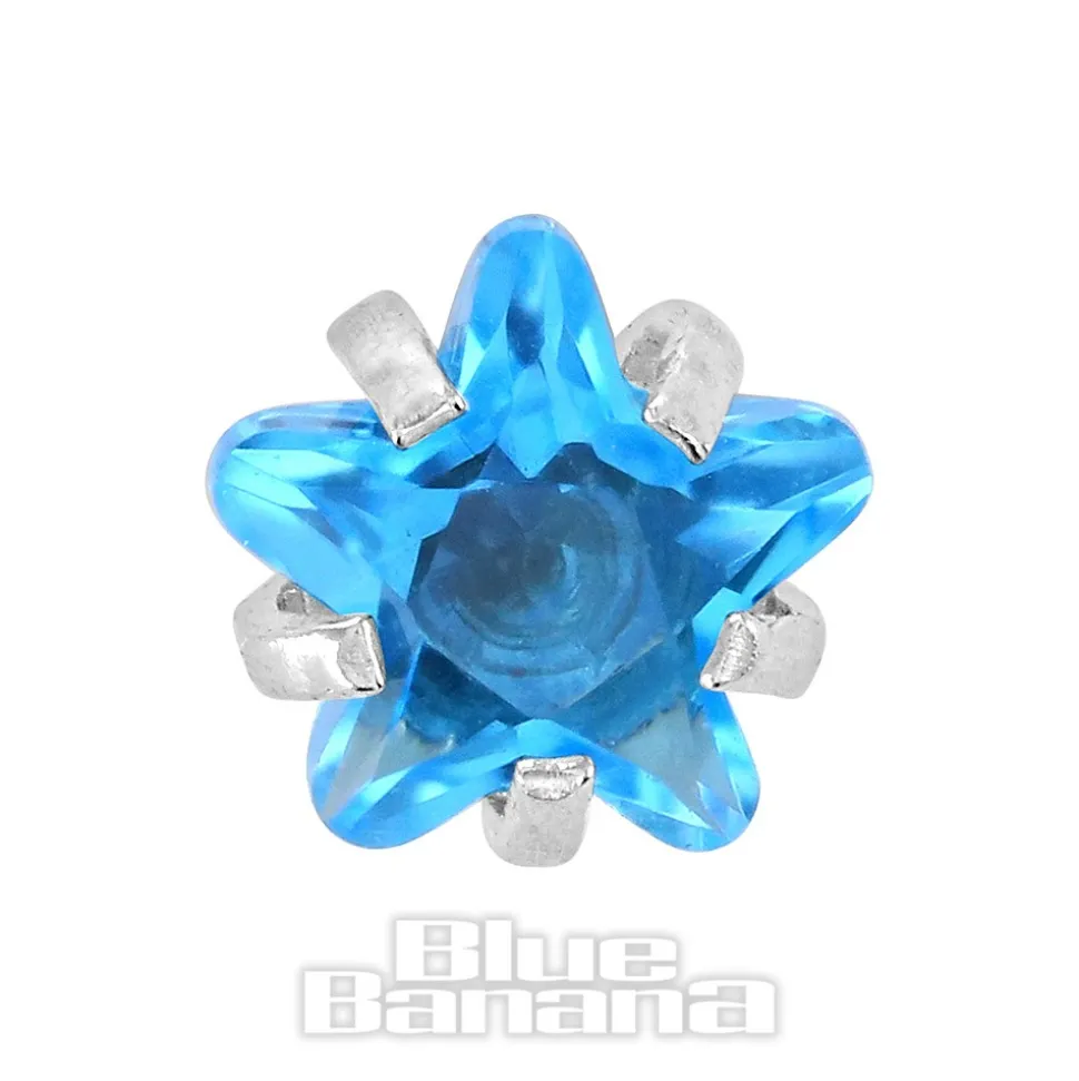 Blue Banana Surgical Steel 1.2 x 6mm Jewel Star Tragus Bar (Aqua)