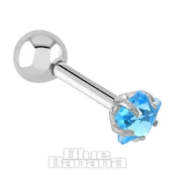 Blue Banana Surgical Steel 1.2 x 6mm Jewel Star Tragus Bar (Aqua)