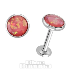 Blue Banana Synthetic Opal 1.2 x 8mm Internally Threaded Labret (5mm Pink/Purple)