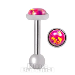 Blue Banana Synthetic Opal 1.2 x 6mm Tragus Bar (4mm Pink/Purple)