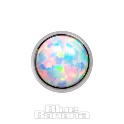 Blue Banana Synthetic Opal 1.2 x 6mm Tragus Bar (4mm White)