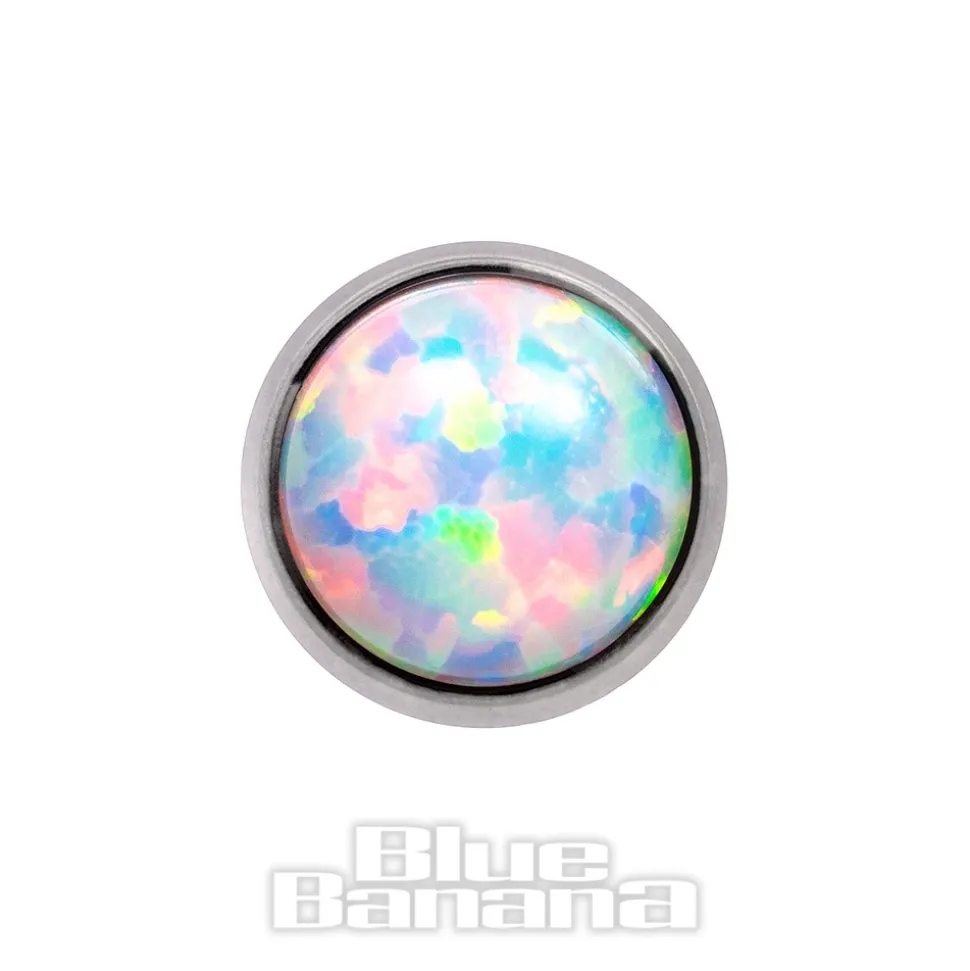 Blue Banana Synthetic Opal 1.2 x 6mm Tragus Bar (4mm White)