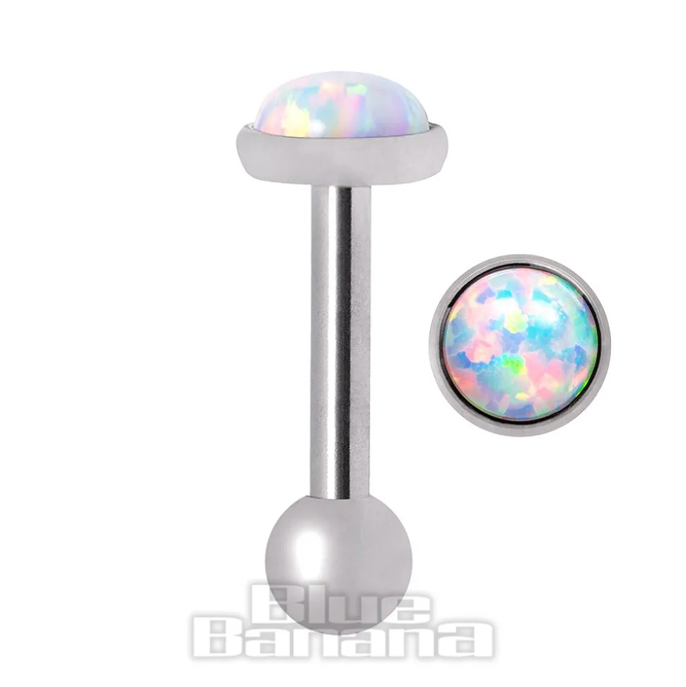 Blue Banana Synthetic Opal 1.2 x 6mm Tragus Bar (4mm White)