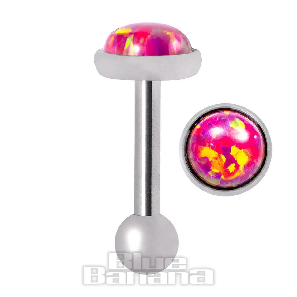 Blue Banana Synthetic Opal 1.2 x 6mm Tragus Bar (5mm Pink/Purple)