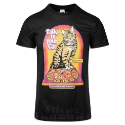 Blue Banana Talk To Your Cat T-Shirt (Black)