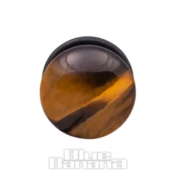 Blue Banana Tiger's Eye Gemstone Ear Plug 4-16mm (Brown)