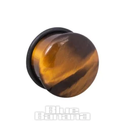 Blue Banana Tiger's Eye Gemstone Ear Plug 4-16mm (Brown)