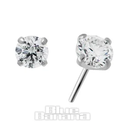Blue Banana Titanium Lab Diamond 3mm Threadless Top (Silver)