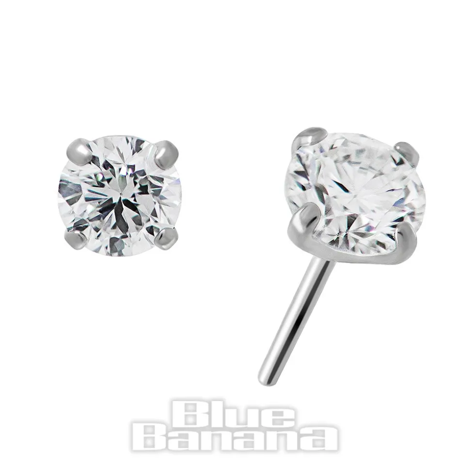 Blue Banana Titanium Lab Diamond 3mm Threadless Top (Silver)