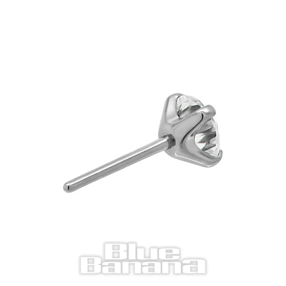 Blue Banana Titanium Lab Diamond 3mm Threadless Top (Silver)