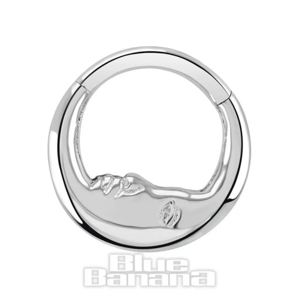 Blue Banana Titanium 1.2 X 8mm Hinged Segment Ring Moon (Silver)
