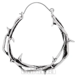 Blue Banana Tree Branch Thorns Plug Hoop Earrings (Silver)