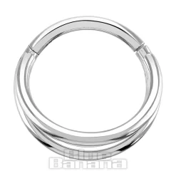 Blue Banana Triple Row Polished Titanium Hinged Segment Ring (Silver)