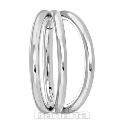 Blue Banana Triple Row Polished Titanium Hinged Segment Ring (Silver)