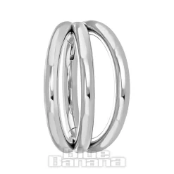 Blue Banana Triple Row Polished Titanium Hinged Segment Ring (Silver)