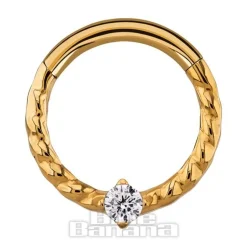 Blue Banana Twist 1.2 Hinged Segment Ring (Gold/Crystal)