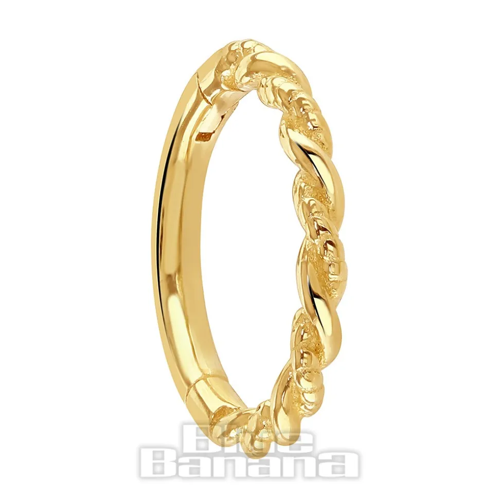 Blue Banana Twist 14K Gold 1.2 x 8mm Hinged Segment Ring (Gold)