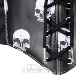 Blue Banana Wide Waist Skull Print Belt (Black)