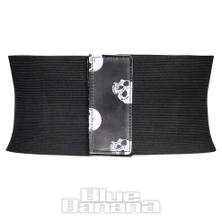 Blue Banana Wide Waist Skull Print Belt (Black)