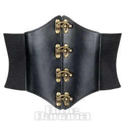 Blue Banana Wide Waist Twist Clasp Belt (Black)