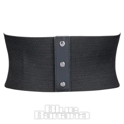 Blue Banana Wide Waist Twist Clasp Belt (Black)