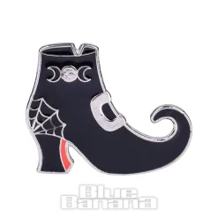 Blue Banana Witches Boot Pin Badge (Black)