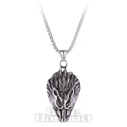 Blue Banana Wolf Necklace (Silver)