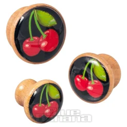 Blue Banana Wood Cherries Ear Plug 8-18mm (Black)
