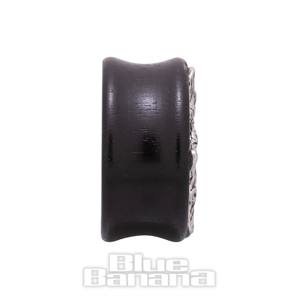 Blue Banana Wood & Silver Pentagram Tunnel 8-25mm (Black)