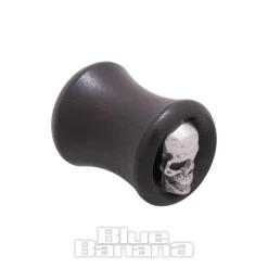 Blue Banana Wood & Silver Skull Tunnel 8-25mm (Black)