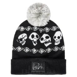 Corpse Bride Skeleton Bobble Hat (Black/White)
