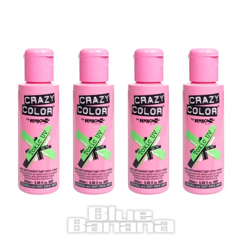 Crazy Color Semi-Permanent Hair Dye 4 Pack 100ml (Toxic UV)