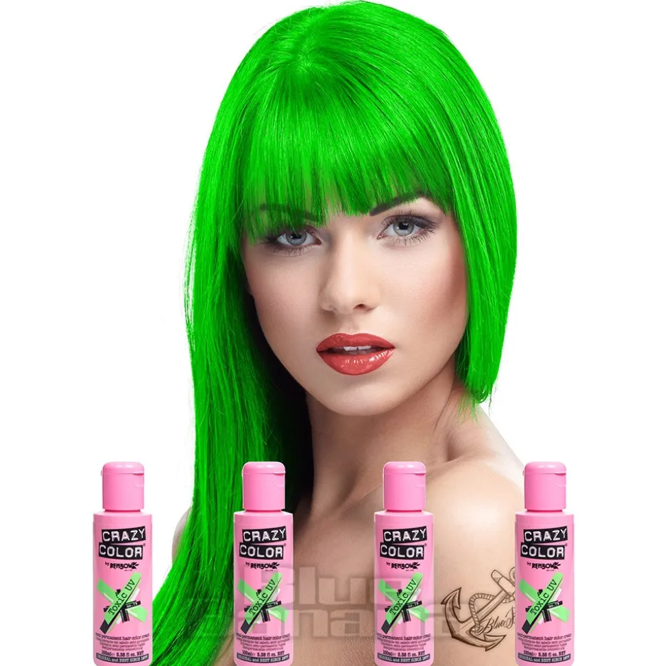 Crazy Color Semi-Permanent Hair Dye 4 Pack 100ml (Toxic UV)