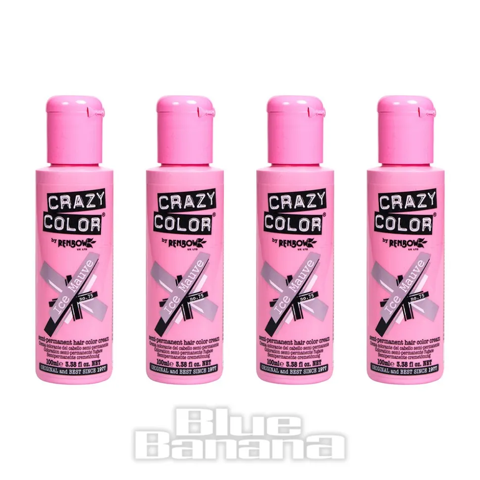 Crazy Color Semi-Permanent Hair Dye 4 Pack 100ml (Ice Mauve)