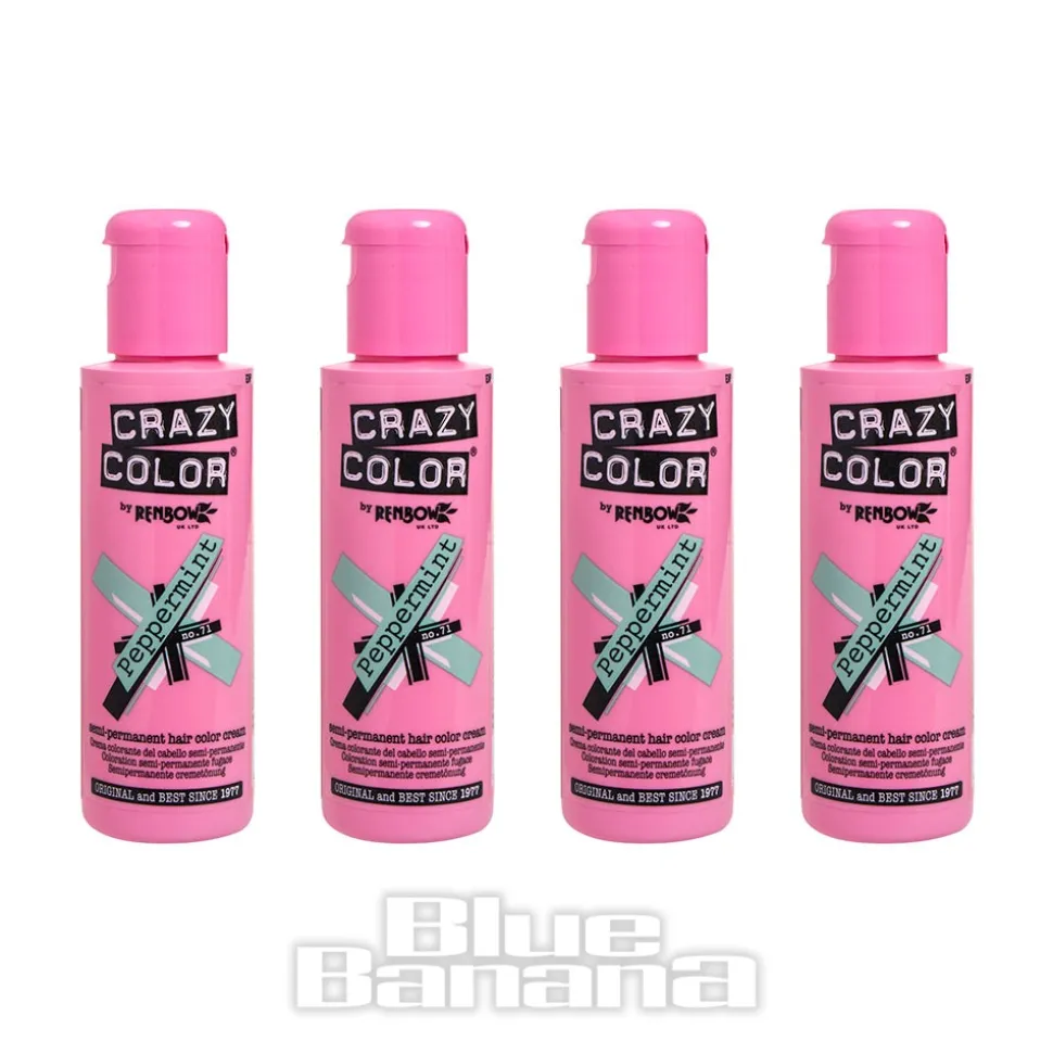 Crazy Color Semi-Permanent Hair Dye 4 Pack 100ml (Peppermint)