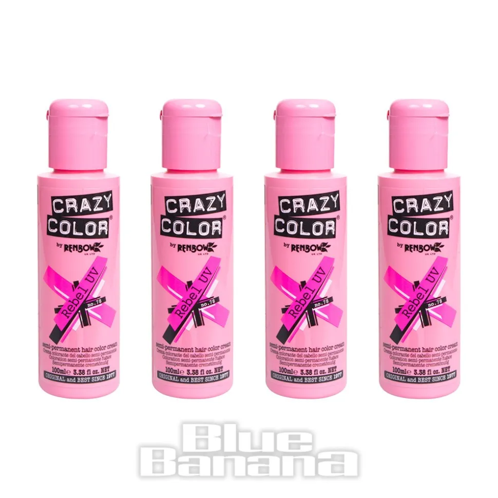 Crazy Color Semi-Permanent Hair Dye 4 Pack 100ml (Rebel UV)