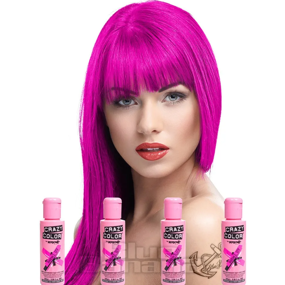 Crazy Color Semi-Permanent Hair Dye 4 Pack 100ml (Rebel UV)