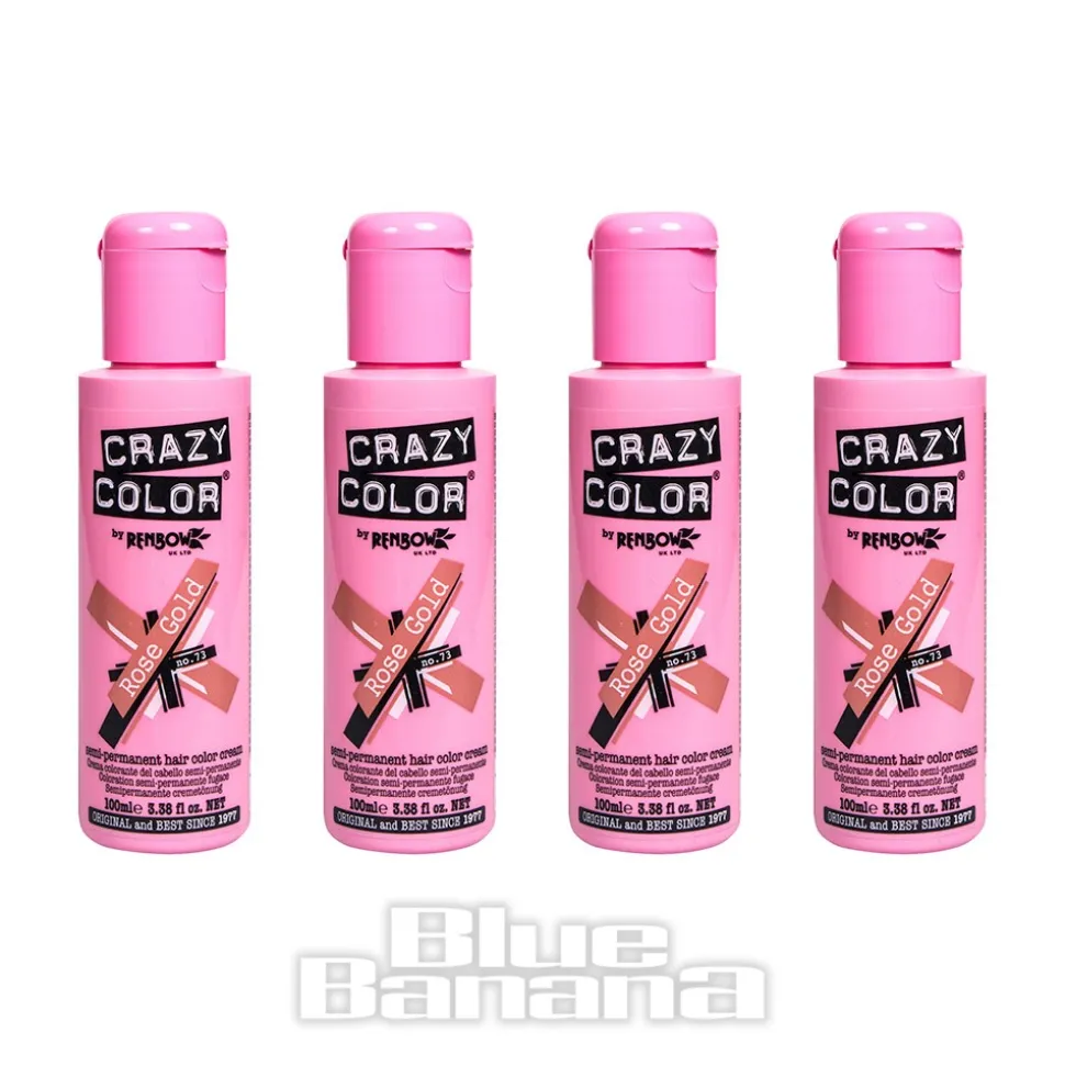 Crazy Color Semi-Permanent Hair Dye 4 Pack 100ml (Rose Gold)